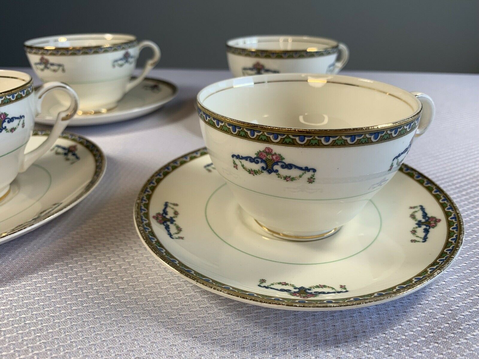 4 Vintage Pope-gosser Melrose Cup & Saucer Sets