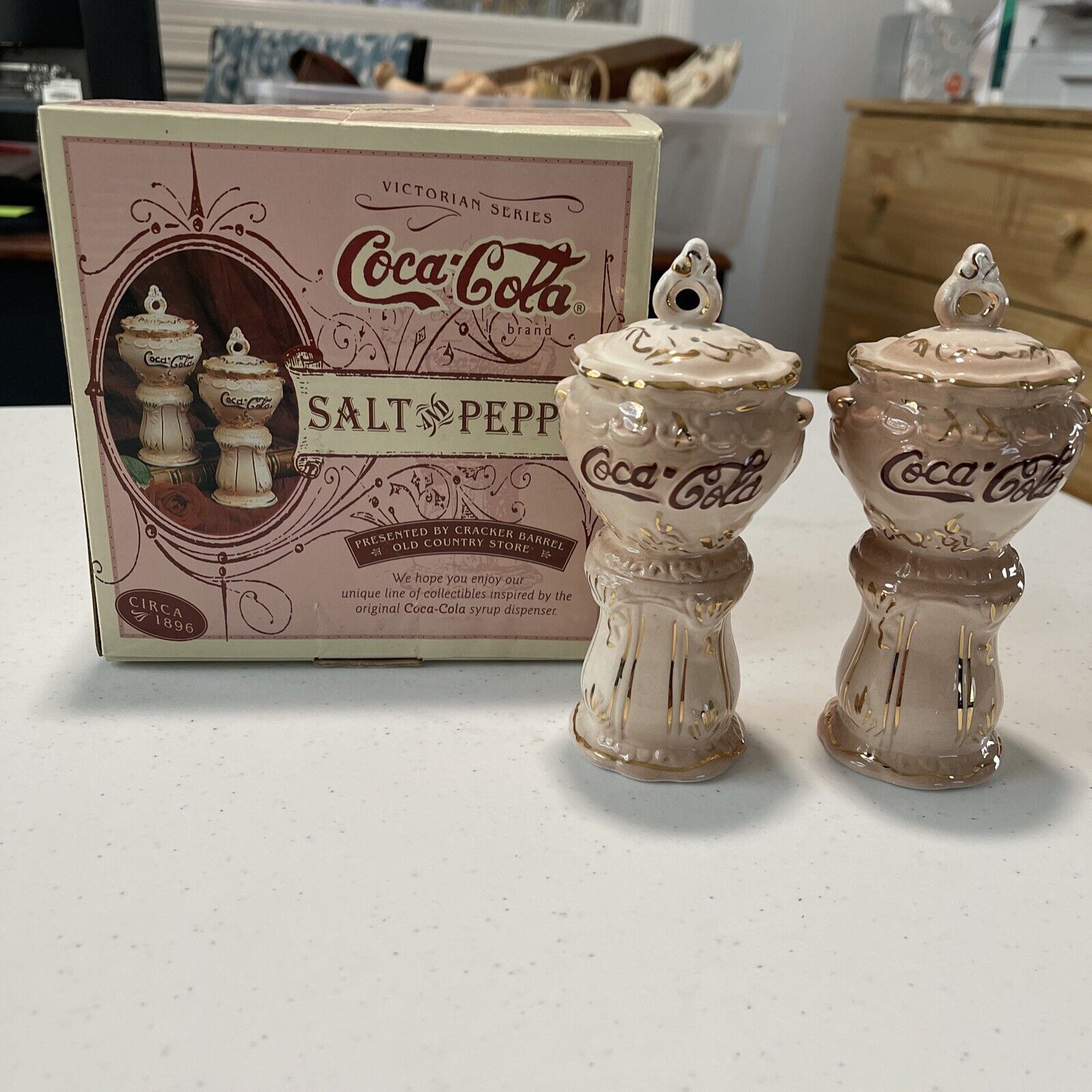Victorian Series Coca Cola Salt And Pepper Shaker Set From Cracker Barrel 1998