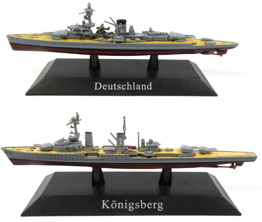 Set Of 2 Warships 1:1250 Ww1 + Ww2 Diecast Military Model Boat Battleship Wsl26