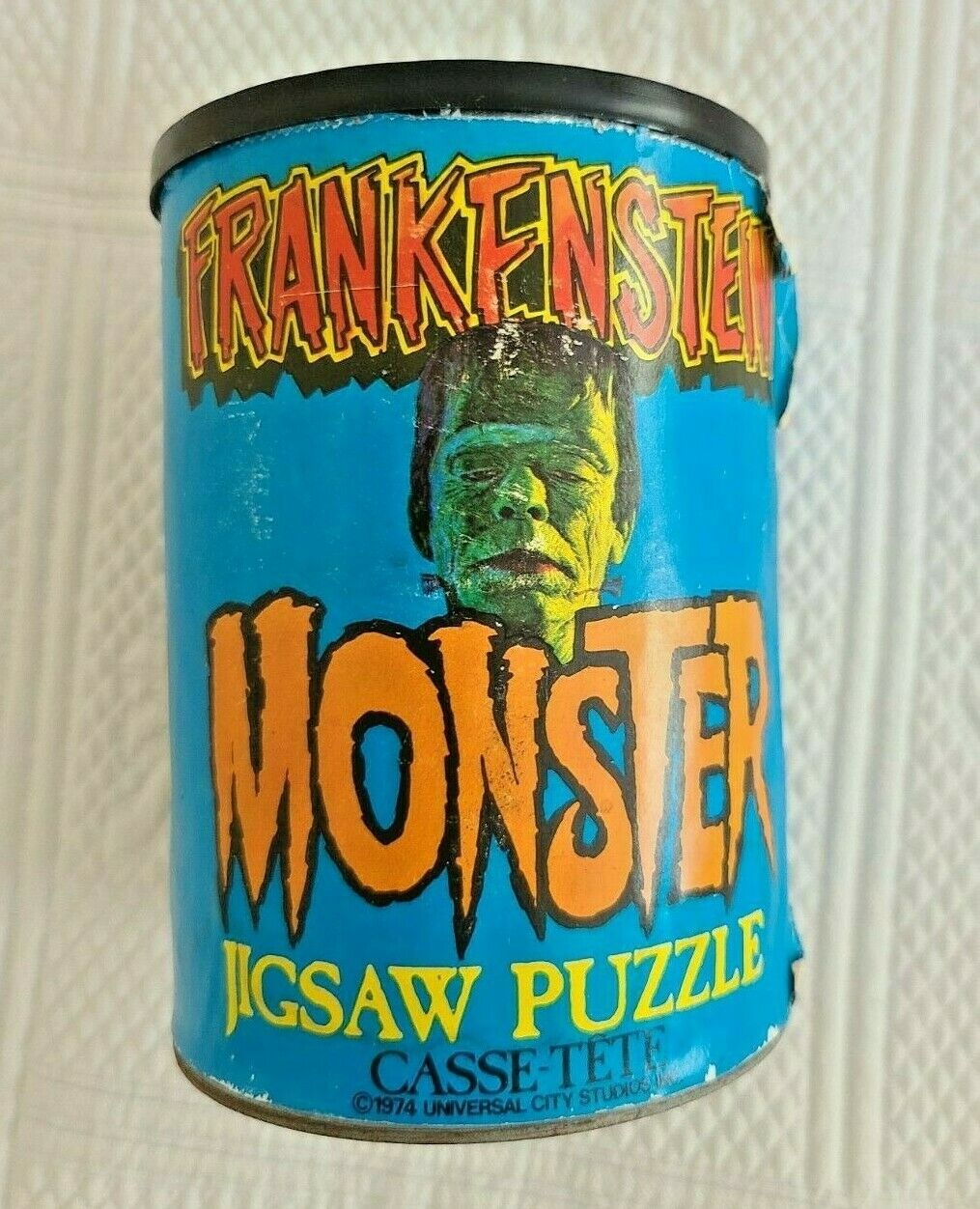 Scarce 1974 Universal City Studios Frankenstein Monster Puzzle In Cannister