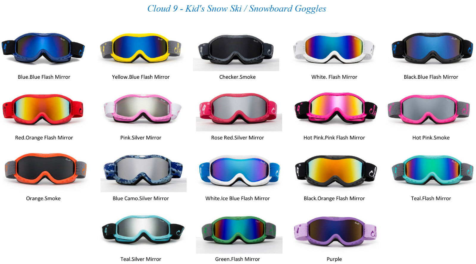 Kids Ski Goggles Snowboard Youth Dual Lens Anti Fog Uv Protection Carry Pouch