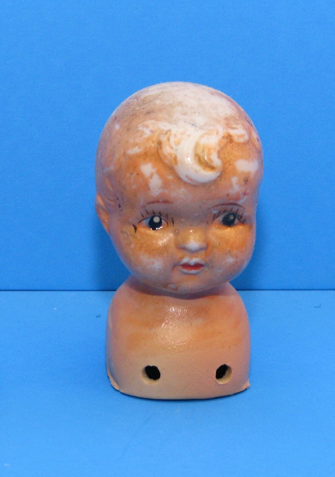 Vintage Antique Doll Baby Girl Boy Head Hand Painted Bisque Porcelain Japan