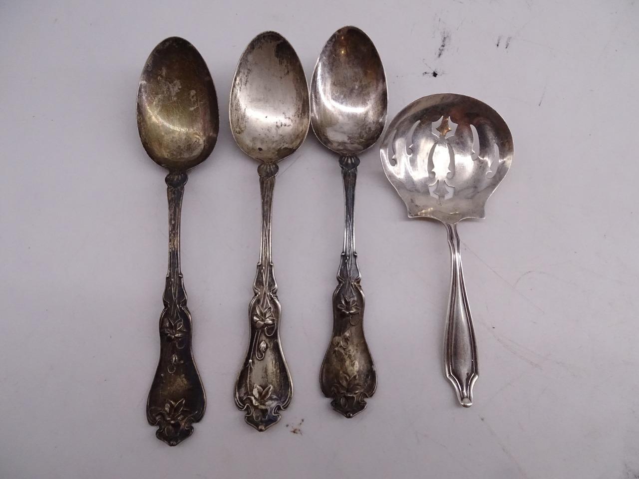 Antique Sterling Silver Teaspoon Spoon Set Whiting Weidloch 72.6 Grams Vintage