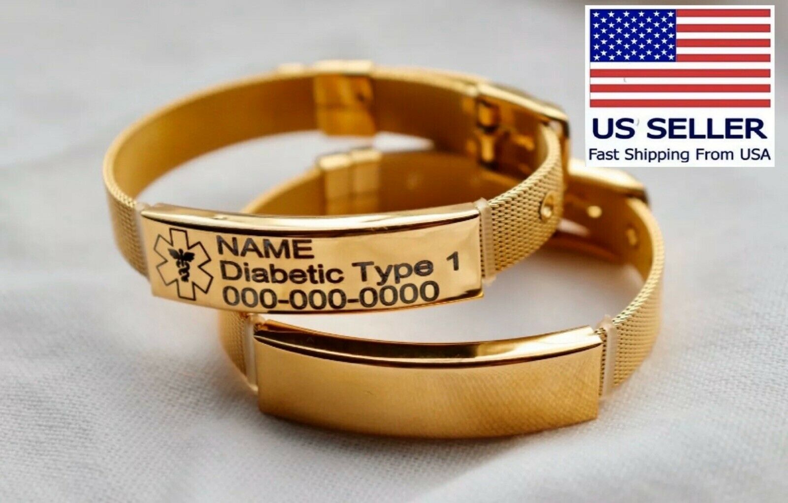 Personalized Emergency Id Alert Bracelet Custom Medical Condition Sos Wristband