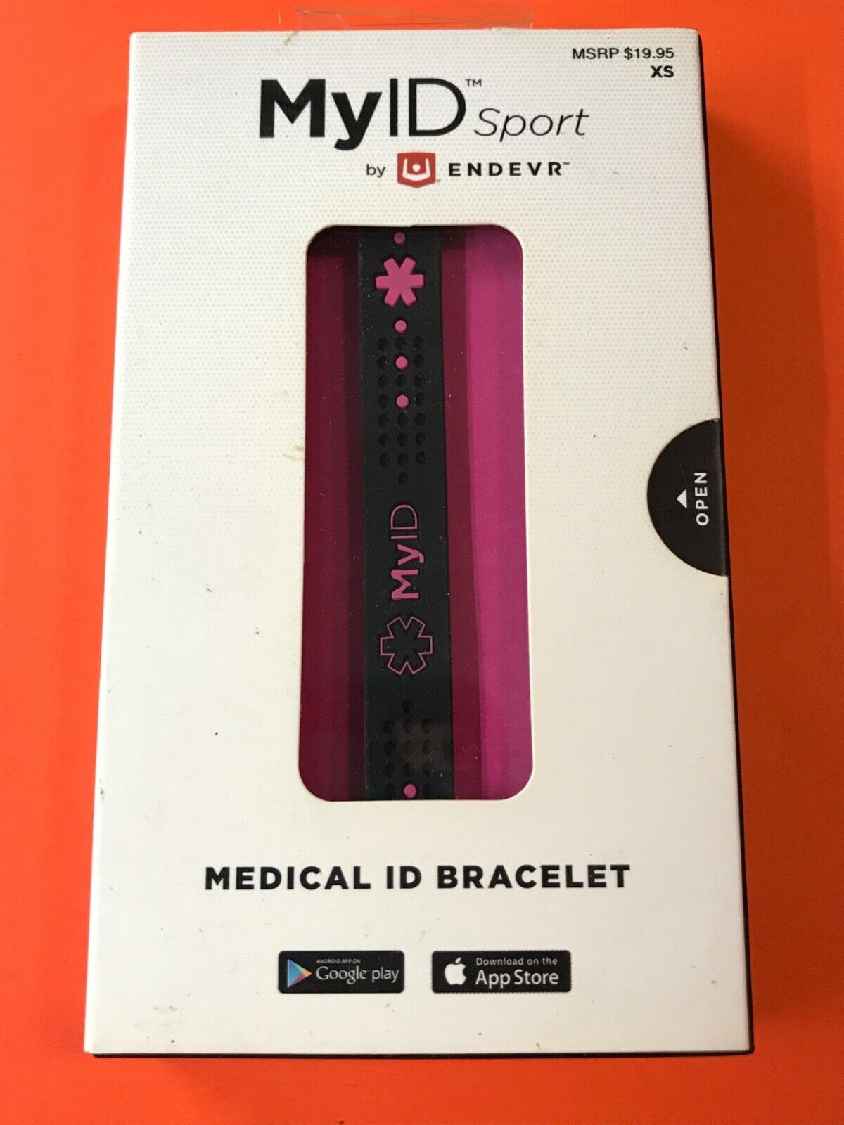 New Endevr Myid Sport Emergency Medical Information X-small Bracelet Black/pink