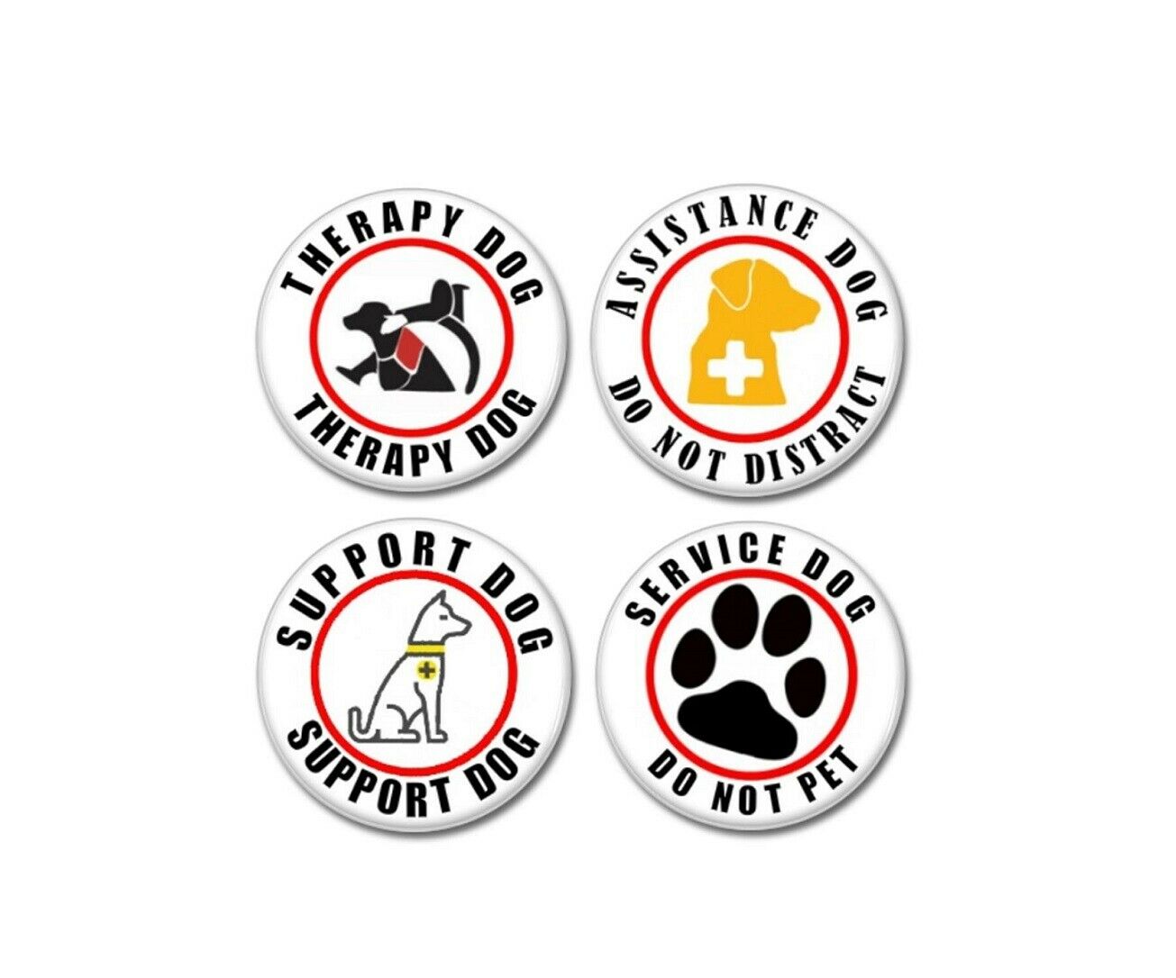 Service Dog, Support Dog, Therapy Dog, Assistance Buttons (badges,pin,patches)