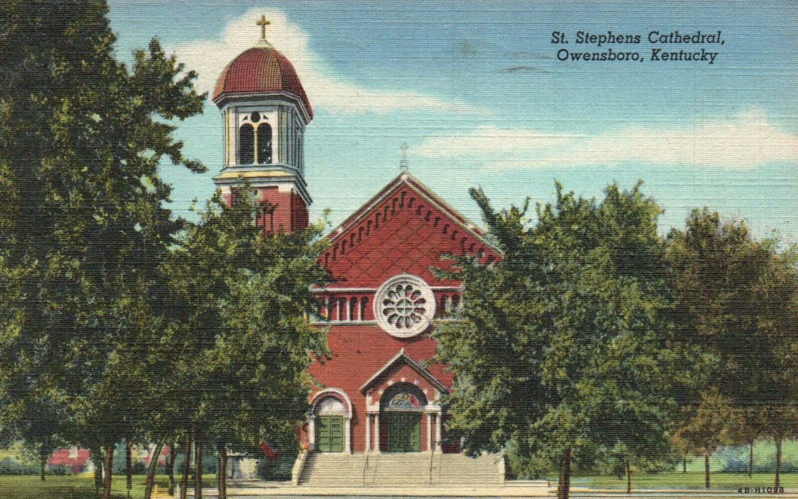 Owensboro, Ky, St. Stephens Cathedral, 1946 Linen Vintage Postcard A4189