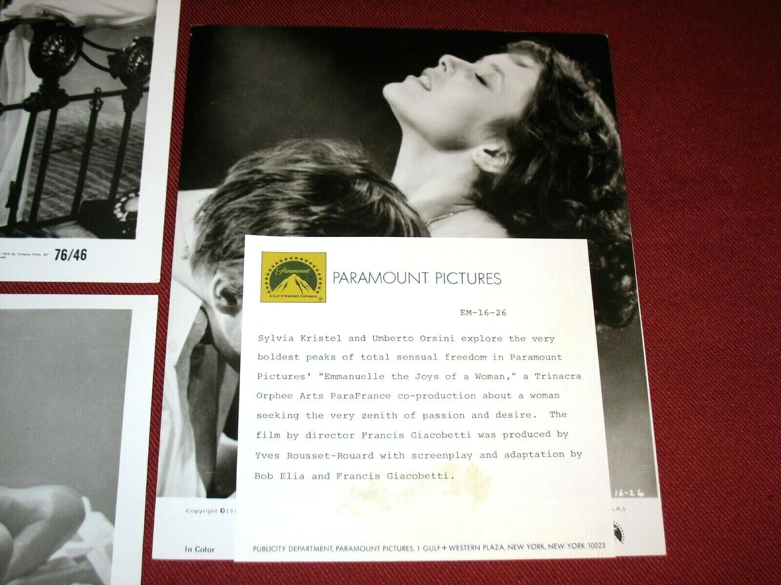 Emmanuelle The Joys Of A Woman '76 Film Orig Movie Photo Stills - Sylvia Kristel