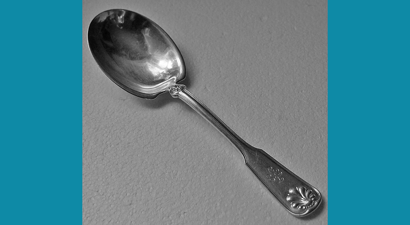 9" Sterling Silver Salad Serving Spoon Shell And Thread By Tiffany 122 Grams