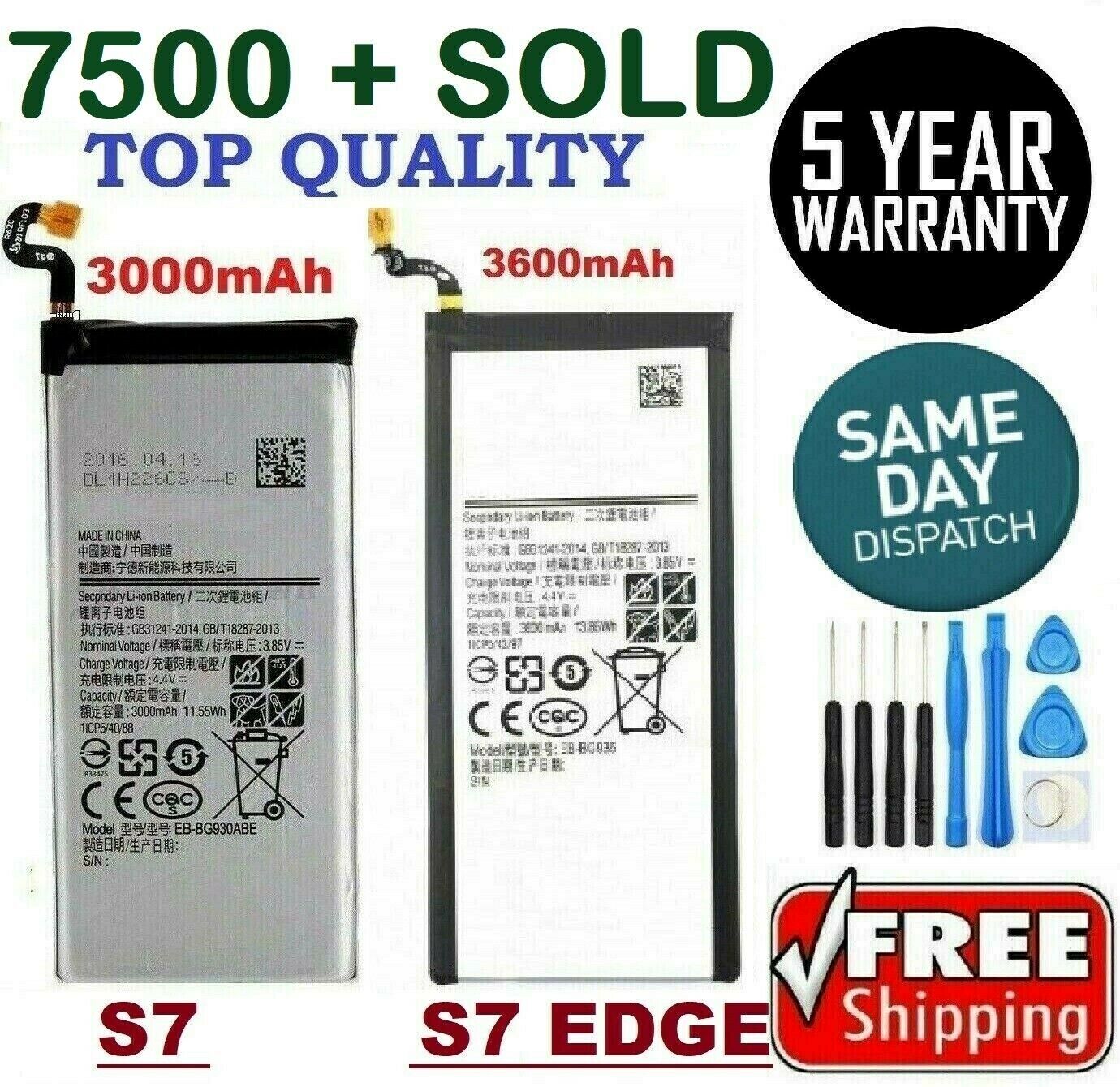 Replacement Battery For Samsung Galaxy S7 And S7 Edge + Free Tools